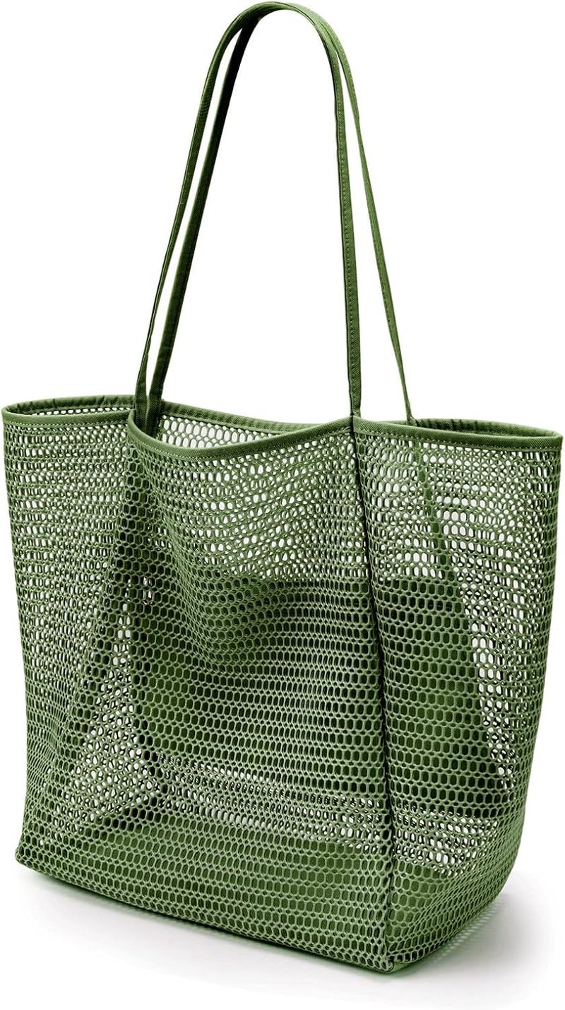 KALIDI BeachNylon Mesh Tote Bag, Casual Tote Bag Hobo Women Foldable MAX 23L Shoulder Bag For Beach Picnic Vacation - Image 1